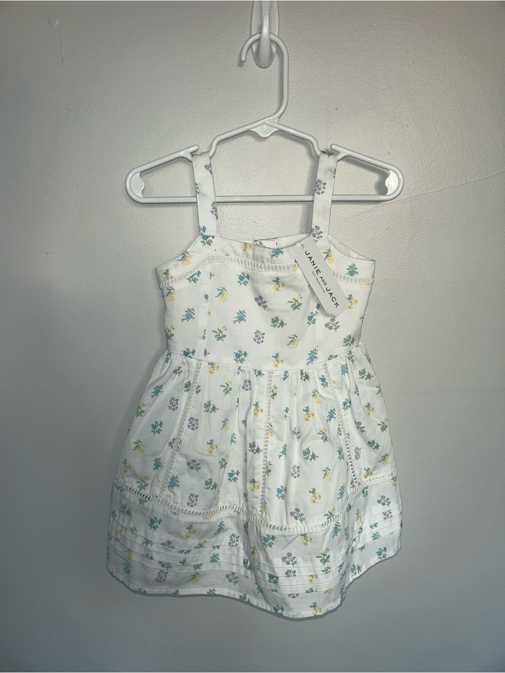 Janie and Jack White Sundress with Blue, Yellow, Green, and Purple Floral Print